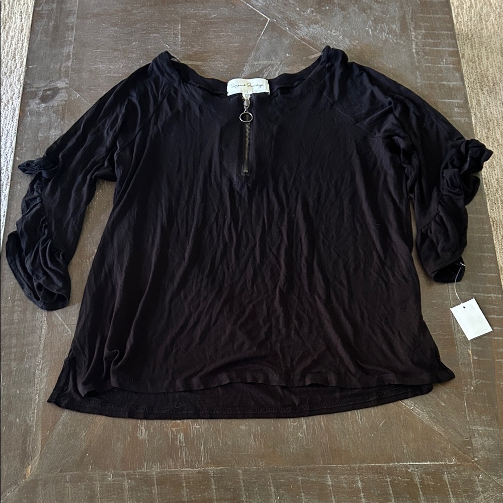 French Laundry Black Blouse with Ring Detail